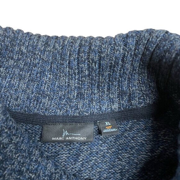 MARC ANTHONY PULLOVER SWEATER SHAWL COLLAR KNIT MENS XL BLUE BUSINESS CASUAL - Picture 4 of 9